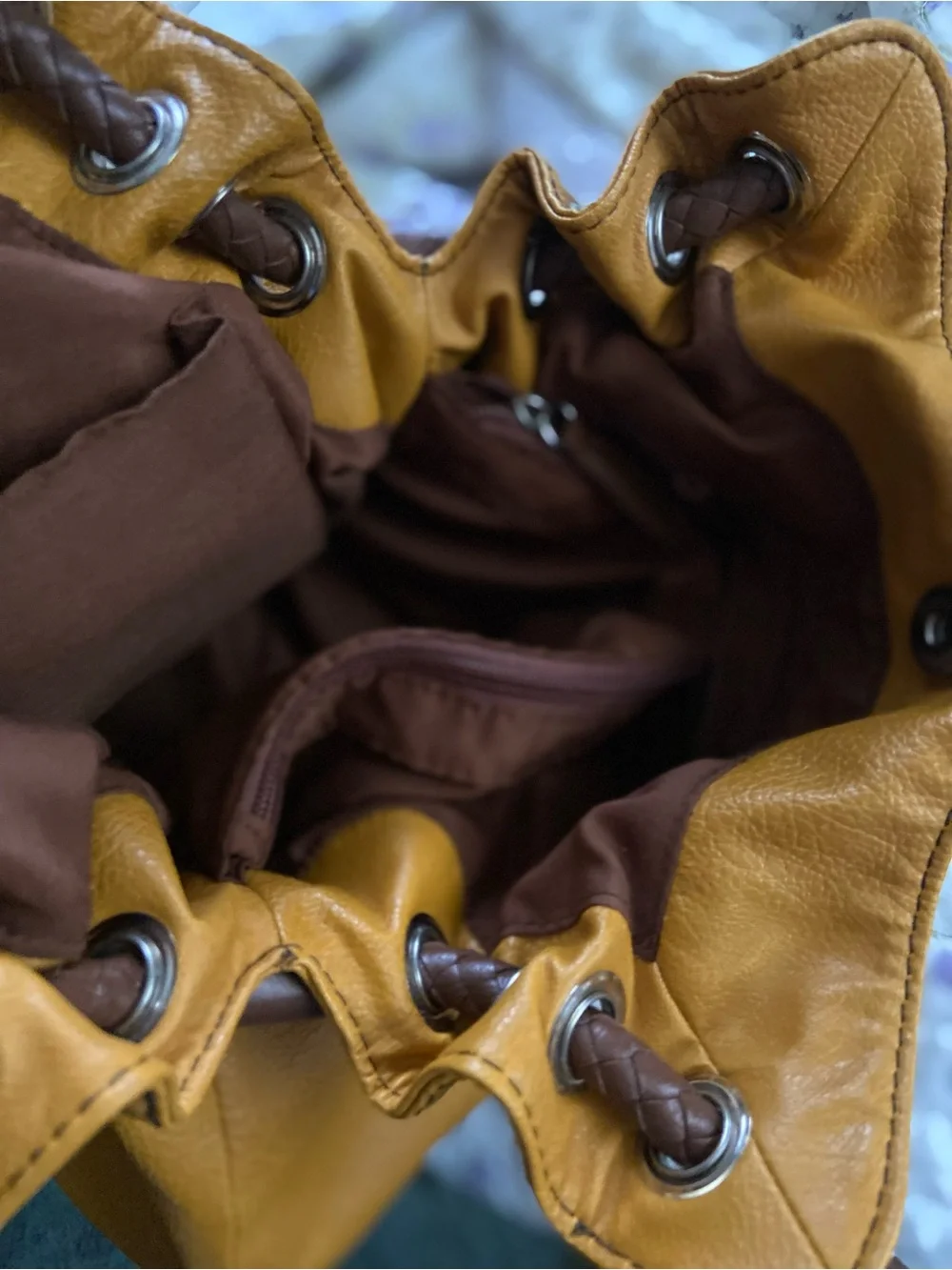 Relic Mustard Tan Pebbled Leather Shoulder Bag with Braided Handles